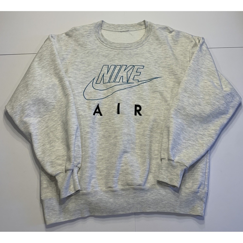Vintage 90s Nike Spellout Embroidered Sweatshirt Size XL Boxy Heather Grey